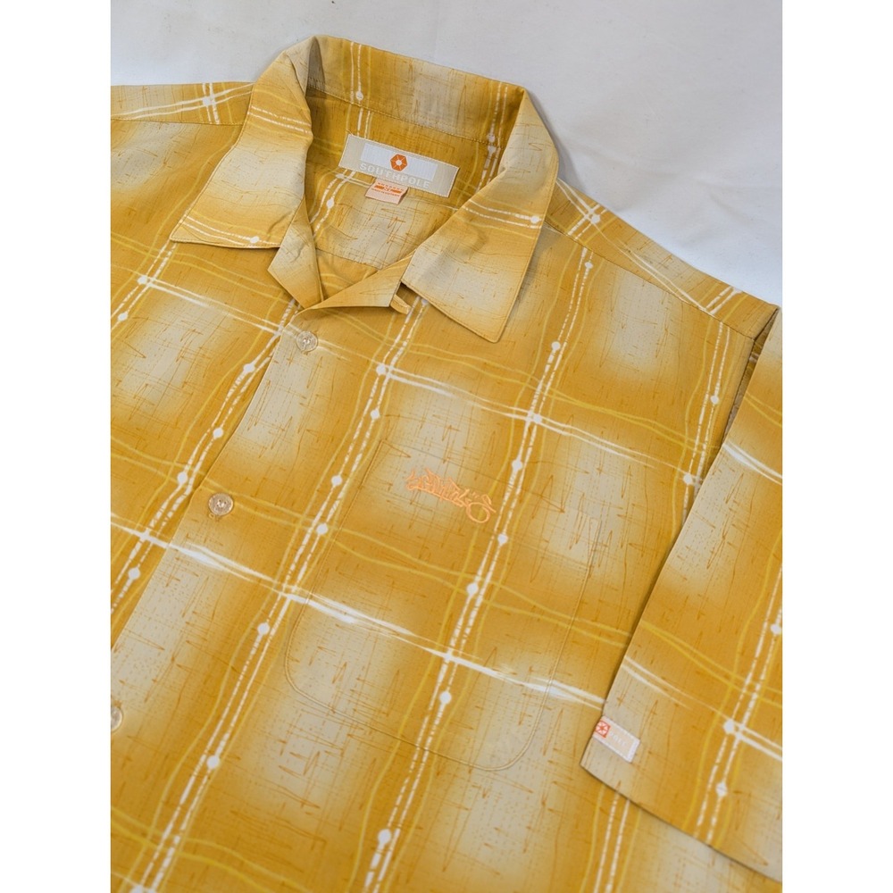 SouthPole‎ Yellow Button Up Short Sleeve Shirt Adult Men's Size XL Extra Large
